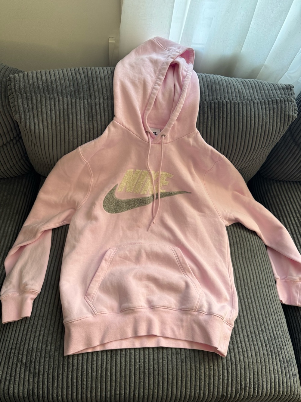 Nike Kids Pink Hoodie with Silver Logo